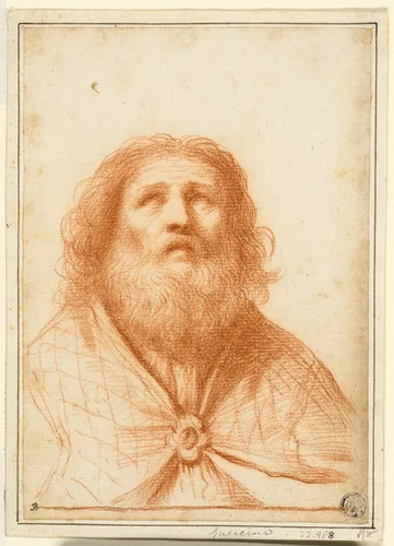 Bust of Saint or High Priest by Guercino, drawing, 1640-1650