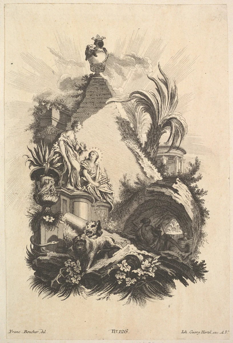 Frontispiece for Book of Cartouches by Johann Georg Hertel, print, 1735-1775