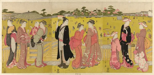 Strolling near Mihashi in Ueno by Chobunsai Eishi, print, 1775-1829