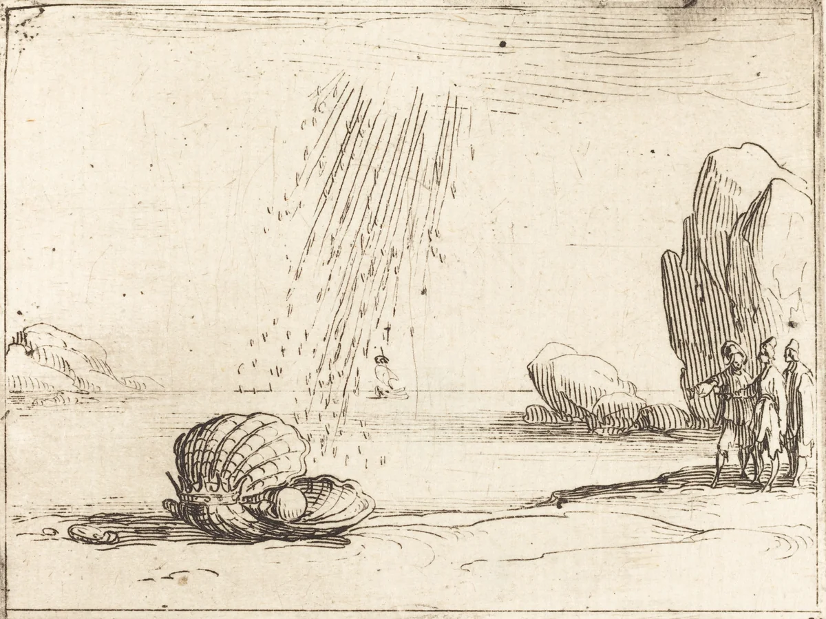 Oyster with Pearl by Jacques Callot, print, 1592-1635