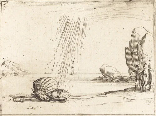 Oyster with Pearl by Jacques Callot, print, 1592-1635
