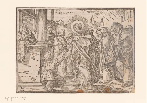 Christus vertelt zijn discipelen: weest als kinderen by anonymous, print, 1625