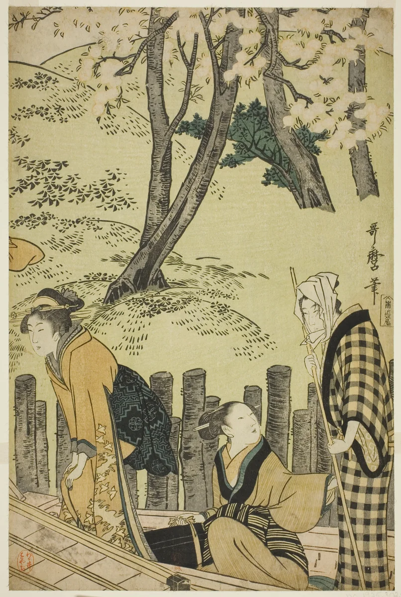 The Embankment at Mimeguri by Kitagawa Utamaro (喜多川歌麿), print, 1799