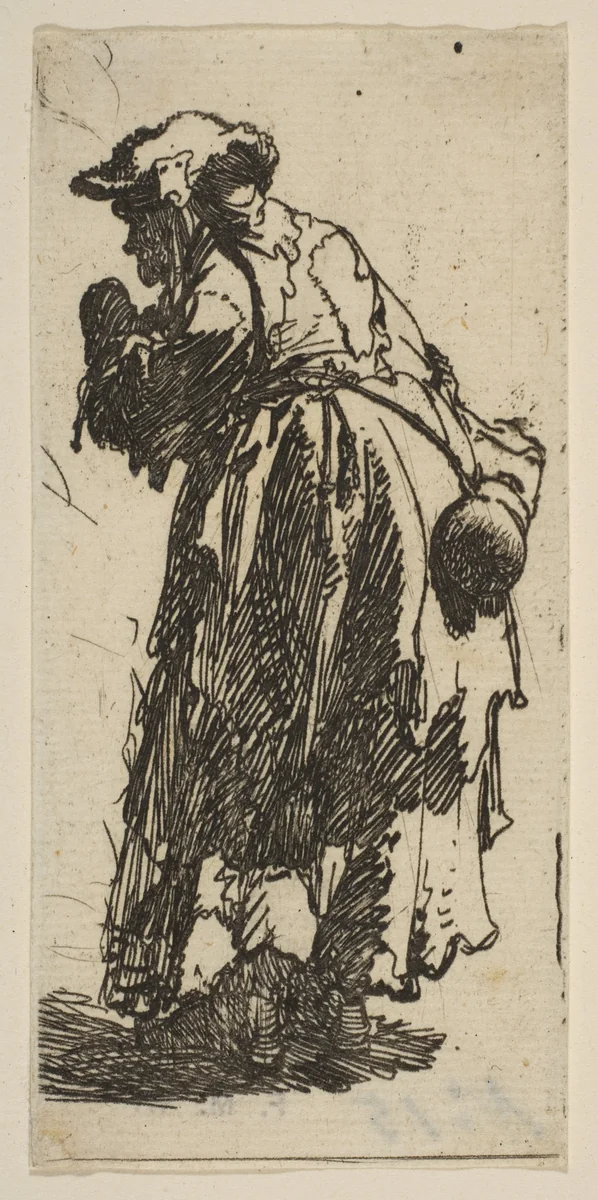 Old Beggar Woman with a Gourd by Rembrandt van Rijn, print, 1624-1634