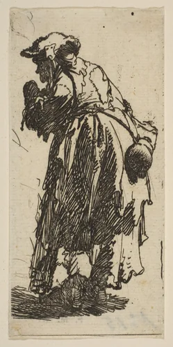 Old Beggar Woman with a Gourd by Rembrandt van Rijn, print, 1624-1634