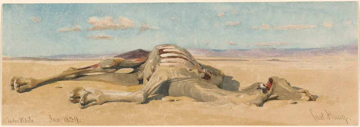 In der Wüste (In the Desert) by Carl Haag, drawing, 1859