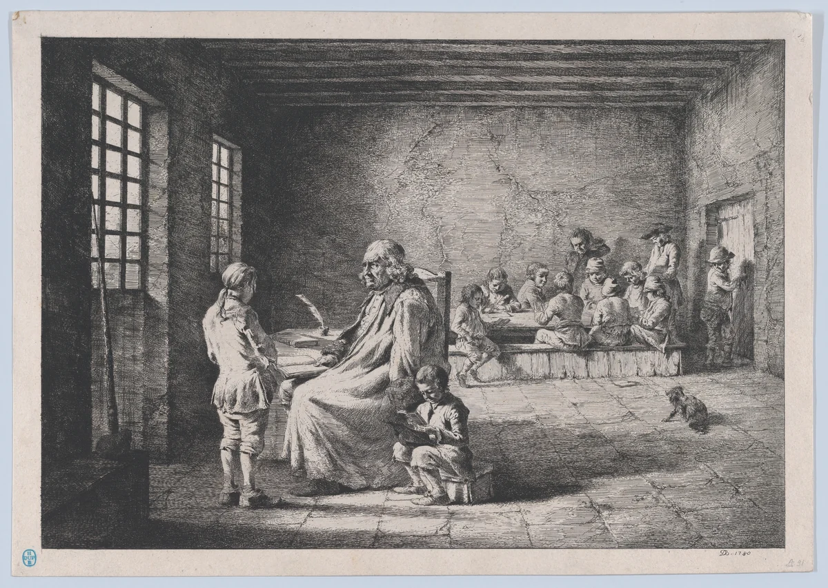 The School Master by Jean Jacques de Boissieu, print, 1780