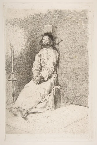The garroted man (El agarrotado) by Goya, print, 1770-1780