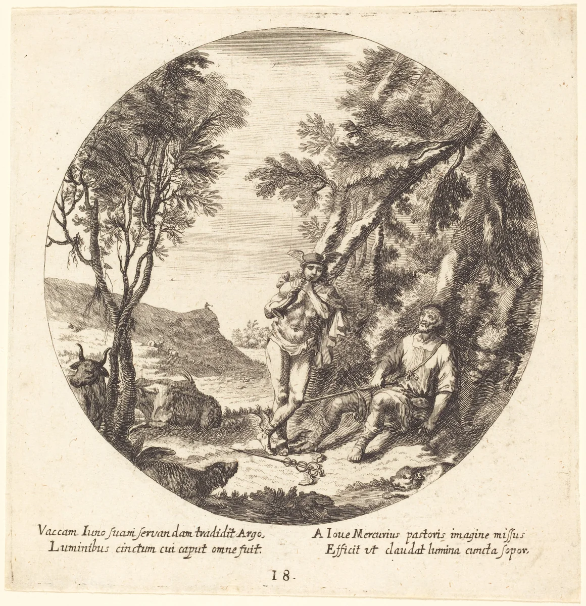 Mercury Lulling Argos to Sleep by Georg Andreas Wolfgang, portfolio, 1631-1716