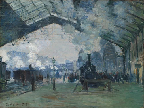 Arrival of the Normandy Train, Gare Saint-Lazare by Claude Monet, painting, 1877