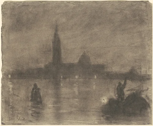 Evening, San Giorgio Maggiore, Venice by Eugène Vail, drawing, 1895-1925