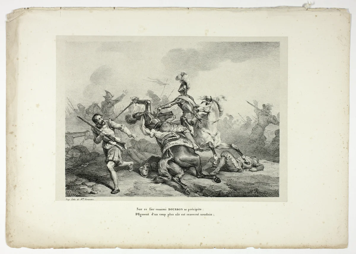 Sur ce fier ennemi BOURBON se précipite... by Horace Vernet, print, 1825