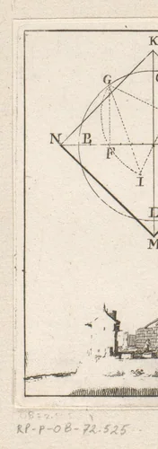 Twee veelhoeken met onderaan een landschap met eiland by Sébastien Leclerc, print, 1669