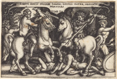Hercules Abducting Iole by Sebald Beham, print, 1544