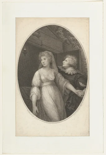 Mr. Dimond and Miss Wallis in the Characters of Romeo and Juliet by Francesco Bartolozzi, print, 1796