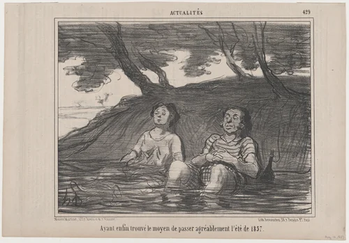 Ayant enfin trouvé..., from Actualités, published in Le Charivari, August 14, 1857 by Honoré Daumier, print, 1857