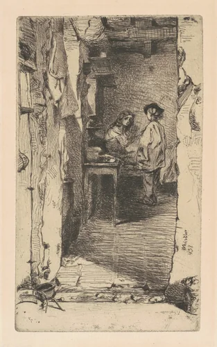 Rag Pickers, Quartier Mouffetard, Paris by James McNeill Whistler, print, 1858