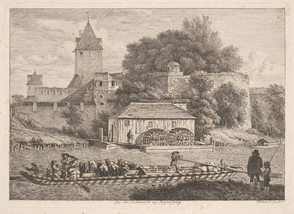 The Town Wall of Regensberg by Johann Christoph Erhard, print, 1817