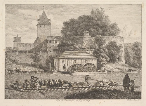 The Town Wall of Regensberg by Johann Christoph Erhard, print, 1817