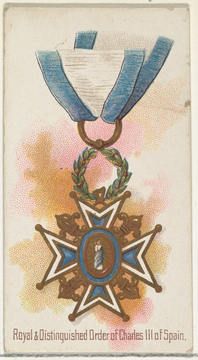 Royal and Distinguished Order of Charles III of Spain, from the World's Decorations series (N30) for Allen & Ginter Cigarettes by Allen & Ginter, print, 1890
