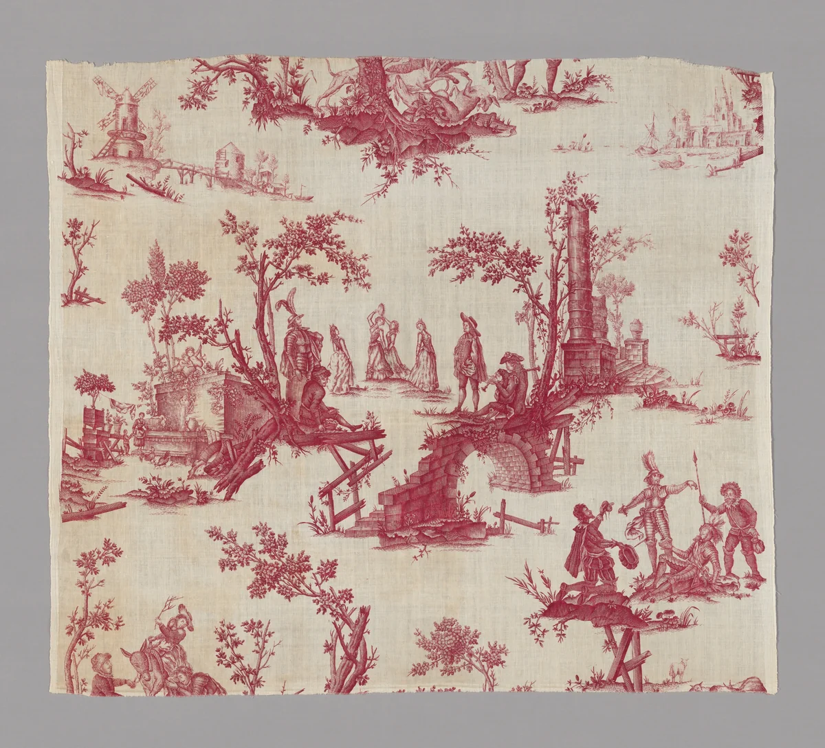 Don Quichotte (Don Quixote) (Furnishing Fabric) by Jean Jacques Lagrenèe le Jeune
Charles Nicolas Cochin l'Aîné
Magdaleine Hortenels Cochin
Jean Baptiste Haussard
Louis Silvestre l'Aîné
Charles Antoine Coypel, textile, 1780-1790
