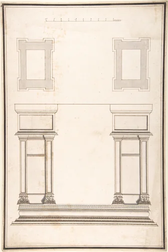 Entrance Portal: Plan and Elevation, Each Pier Consisting of Two Pilasters by Antonio Maria Visentini, drawing, 1688-1782