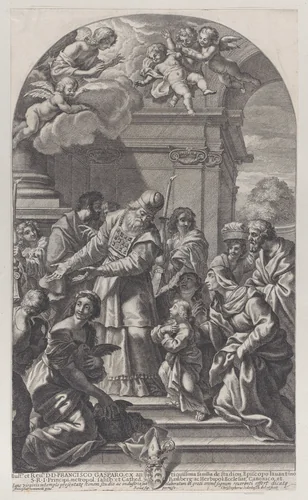 The presentation of the Virgin in the Temple by Christoph Lederwasch, print, 1670-1680