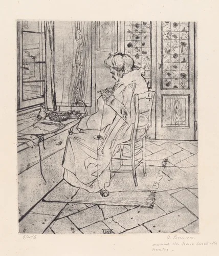 Mia madre che lavora [My Mother Working] by Umberto Boccioni, print, 1907