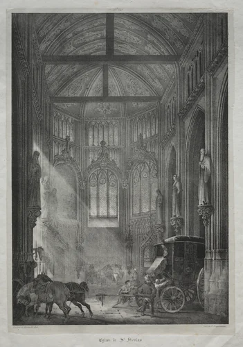 Church of St. Nicholas, Rouen by Charles Louis Lesaint, print, 1823