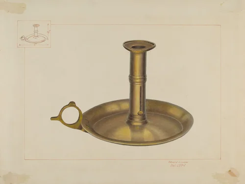 Brass Candlestick by Edward L. Loper, index of american design, 1938
