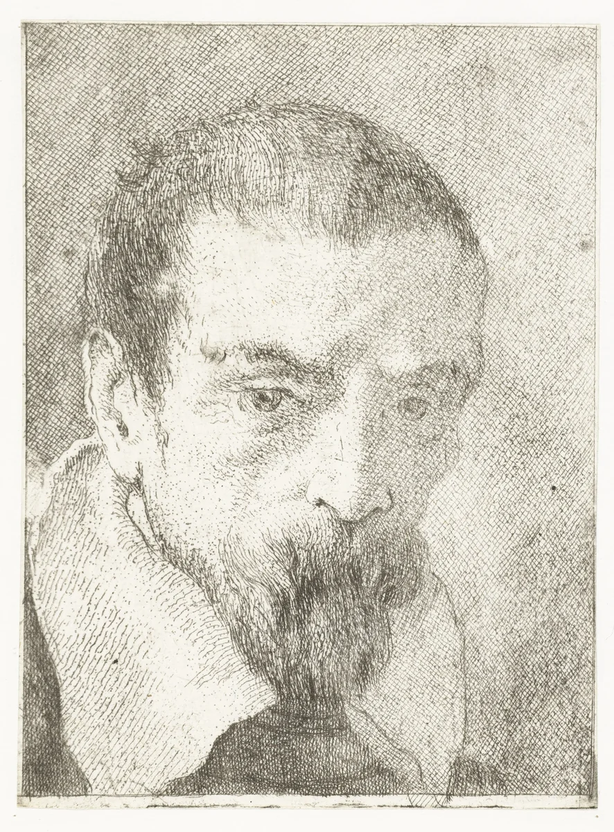 Man met kleine baard zonder hoofddeksel by Giovanni Domenico Tiepolo, print, 1771-1774