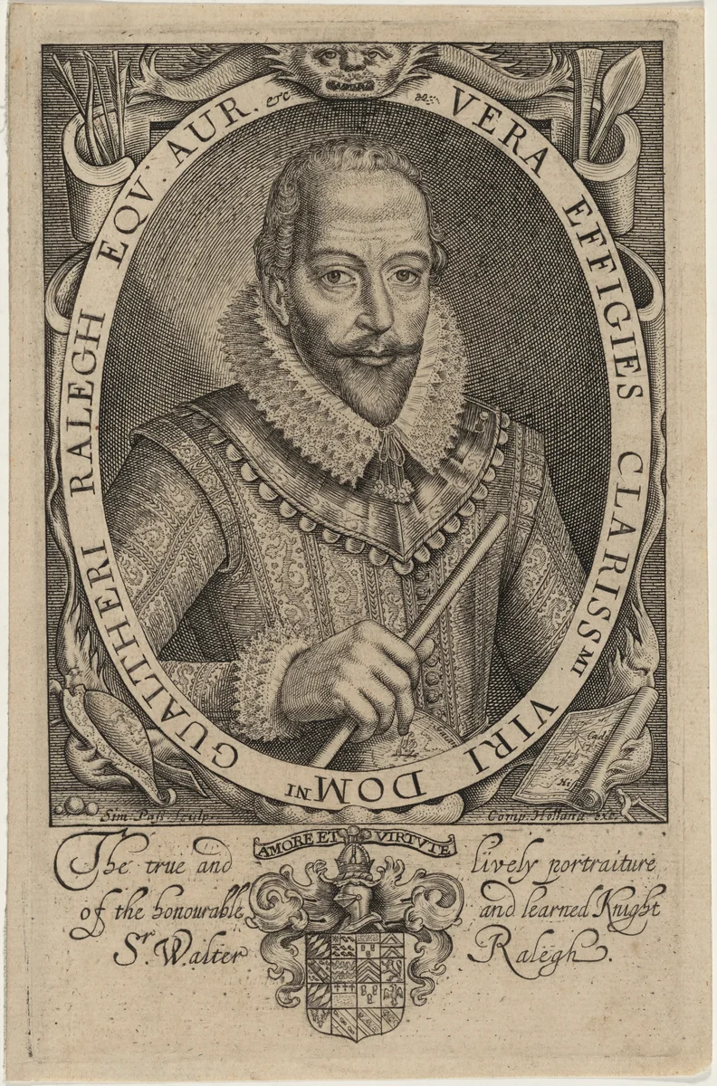 Sir Walter Raleigh by Simon van de Passe, print, 1595-1647