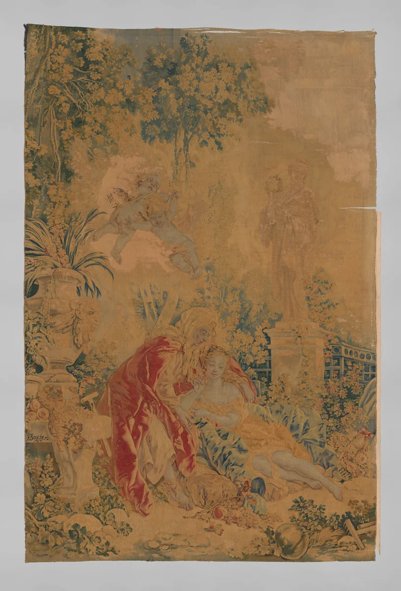 Vertumnus and Pomona from a set of Scenes from Operas by François Boucher, textile, 1758-1776