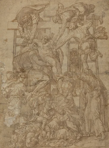 Descent from the Cross by Anonymous Artist; Daniele Ricciarelli, drawing, 1509-1566