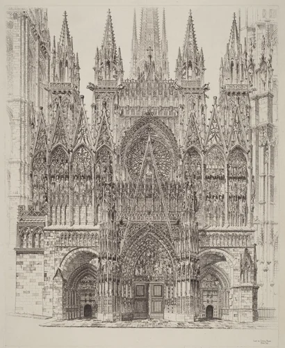 Lace in Stone, Rouen Cathedral by John Taylor Arms, print, 1927