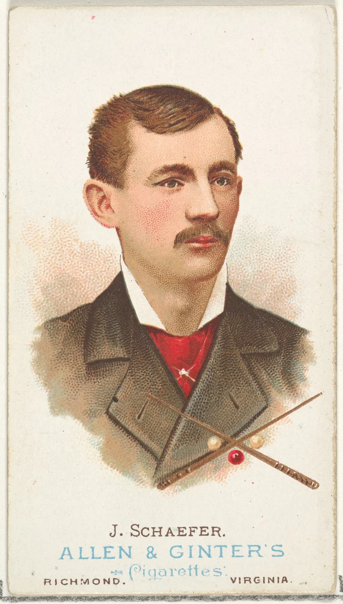 Jacob Schaefer, Billiard Player, from World's Champions, Series 1 (N28) for Allen & Ginter Cigarettes by Allen & Ginter, print, 1887