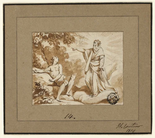 God Reprimanding Eve by Joseph-Barthélémy Le Bouteux, drawing, 1719-1819