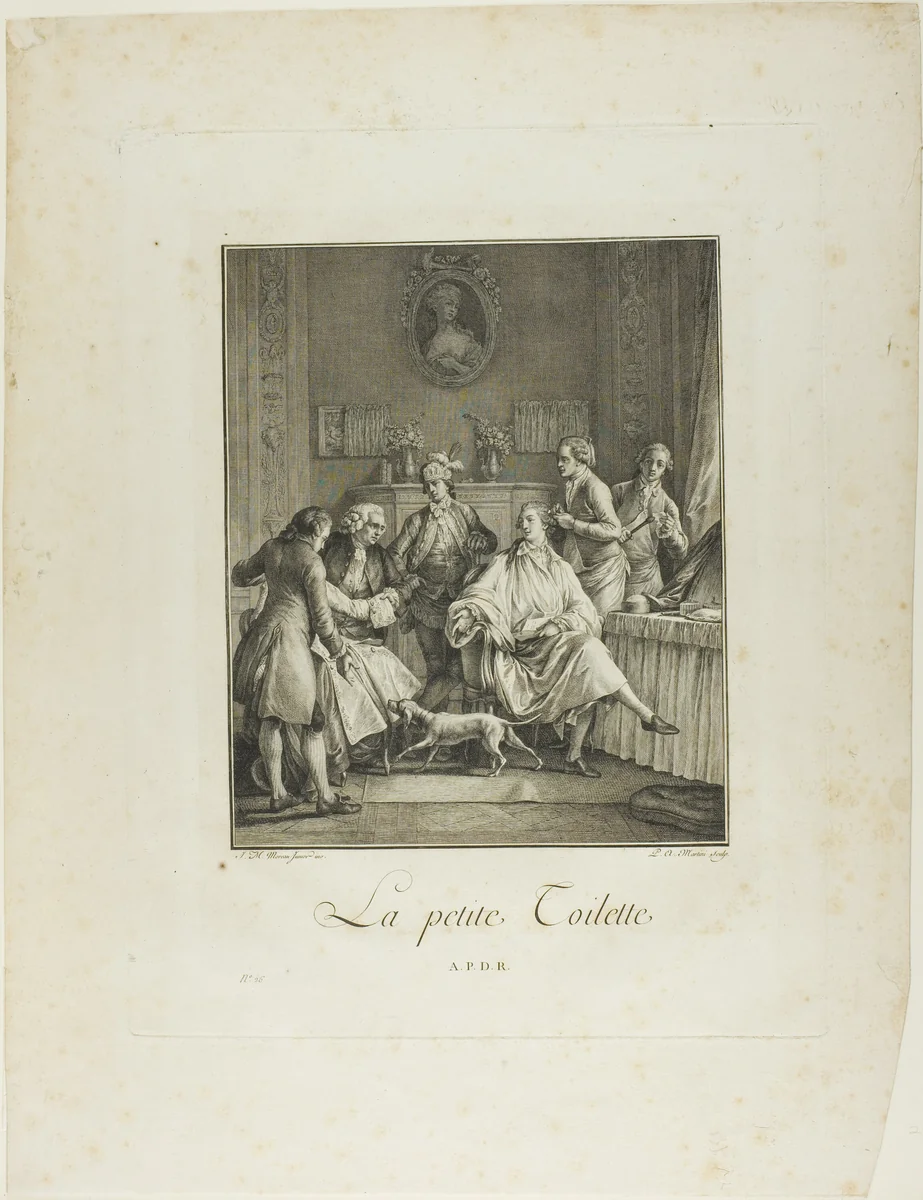 The Little Toilette, from Monument du Costume Physique et Moral de la fin du Dix-huitième siècle by Pietro Antonio Martini, print, 1781-1783