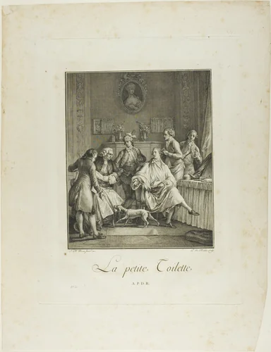 The Little Toilette, from Monument du Costume Physique et Moral de la fin du Dix-huitième siècle by Pietro Antonio Martini, print, 1781-1783