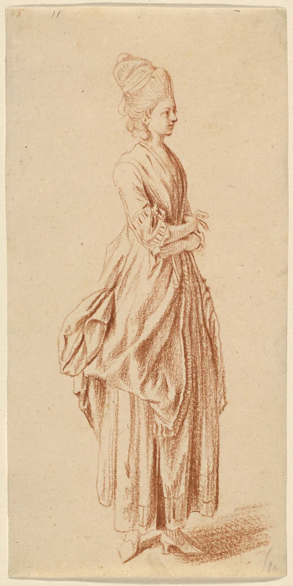 A Standing Lady in a Day Dress by Daniel Nikolaus Chodowiecki, drawing, 1775-1780