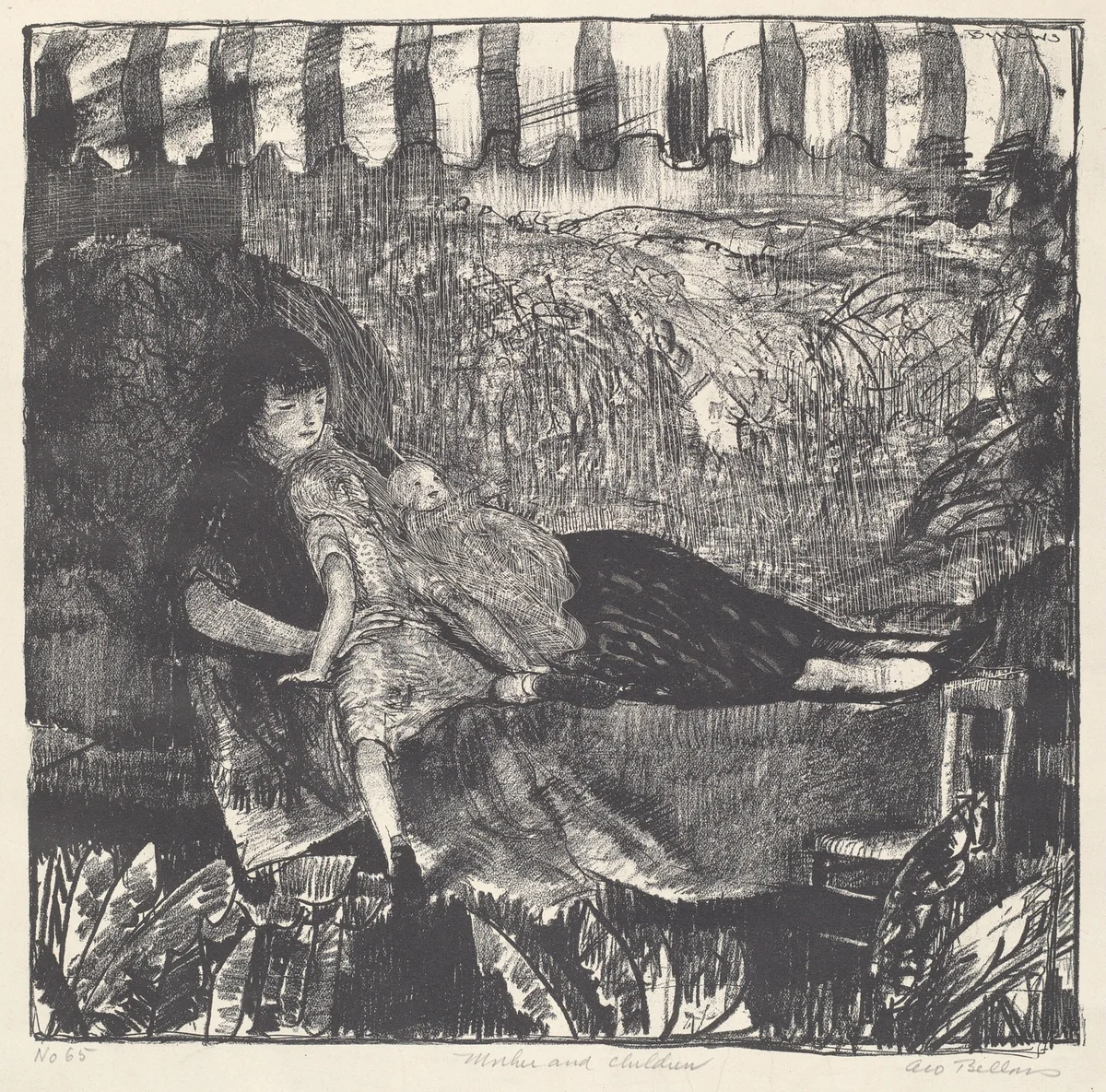 Mother and Children by George Bellows, print, 1916
