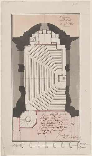 Study for the Renovation of a Law Classroom at the Sorbonne by Antoine Laurent Thomas Vaudoyer, drawing, 1820