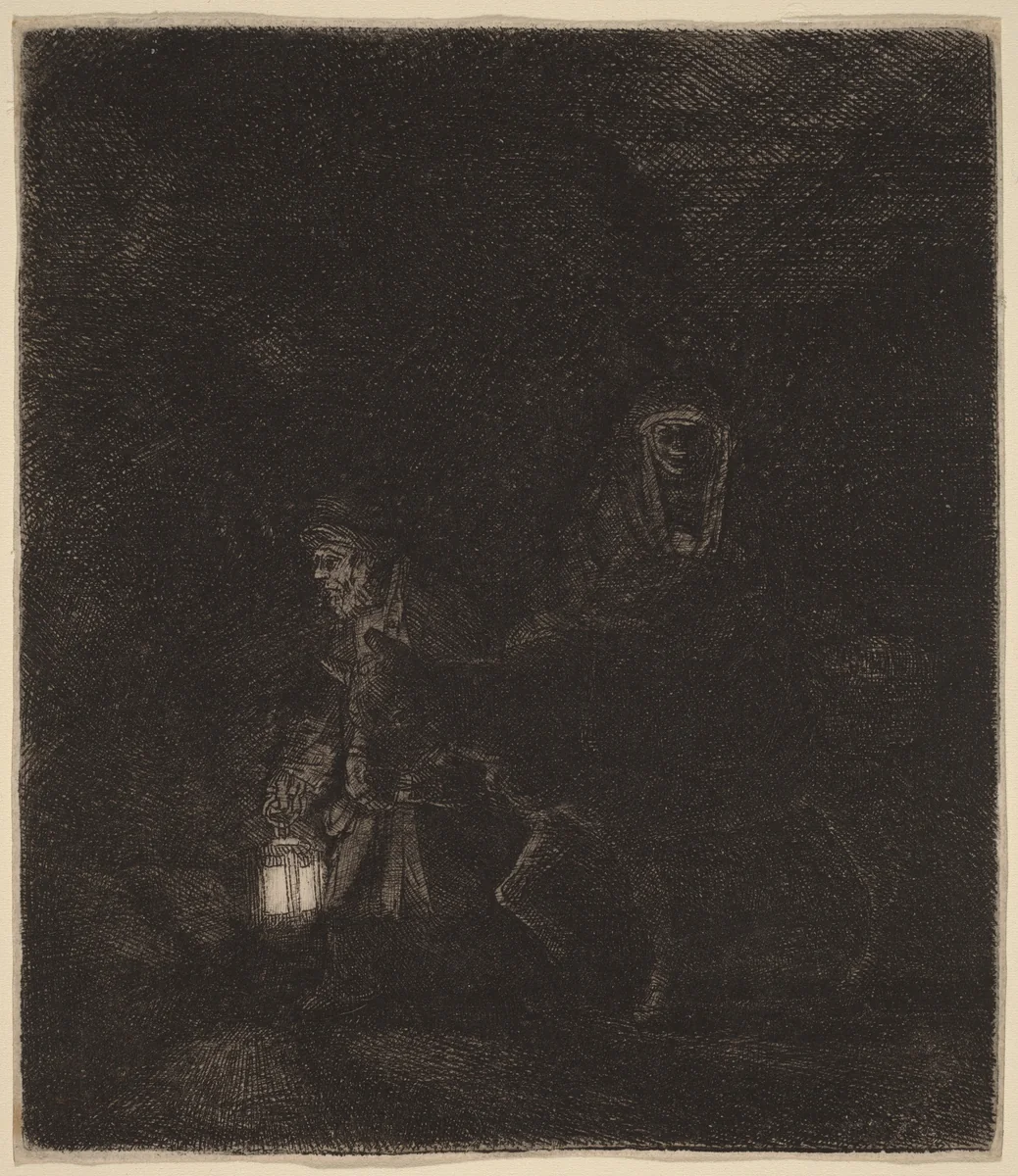 The Flight into Egypt by Rembrandt van Rijn, print, 1651