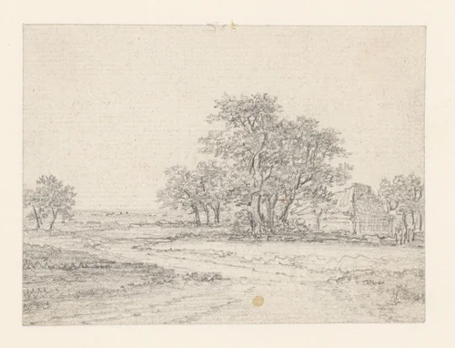 Boerderij in geboomte by Georges Michel, drawing, 1773-1843