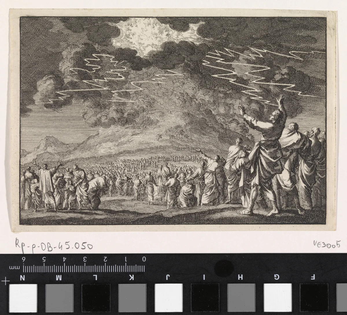 Mozes op de berg Sinaï by Jan Luyken, print, 1703