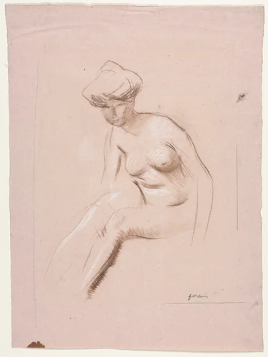 Seated Nude by Jean-Louis Forain, drawing, 1852-1931