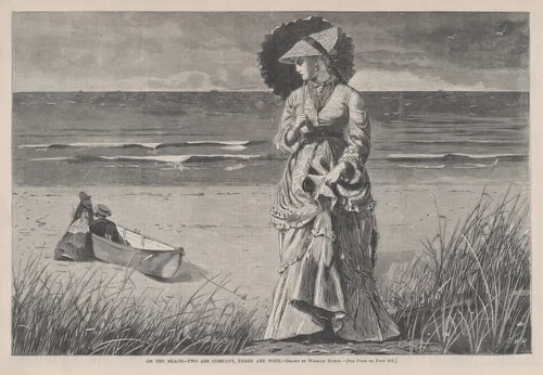 On the Beach – Two are Company, Three are None, from "Harper's Weekly," Vol. XVI by Winslow Homer, print, 1872