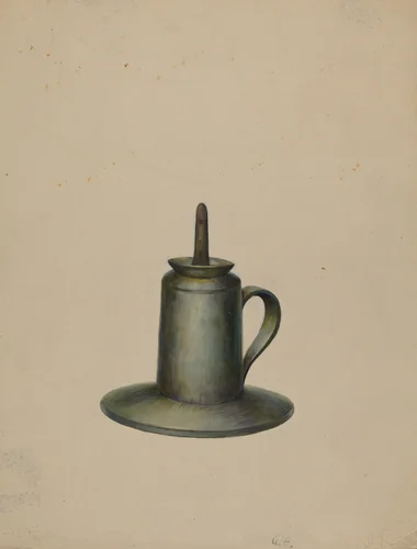 Pewter Oil Lamp by Walter Hochstrasser, index of american design, 1938
