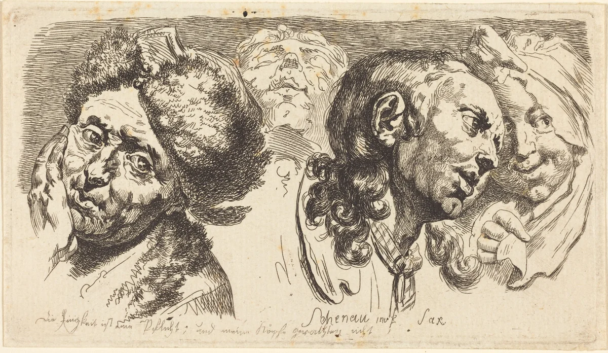Four Heads by Johann Eleazar Schenau, portfolio, 1765