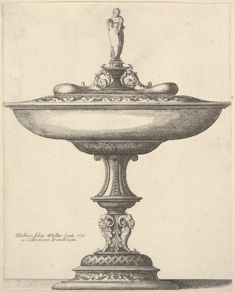 A wide cup with ornamental stem by Wenceslaus Hollar, print, 1646